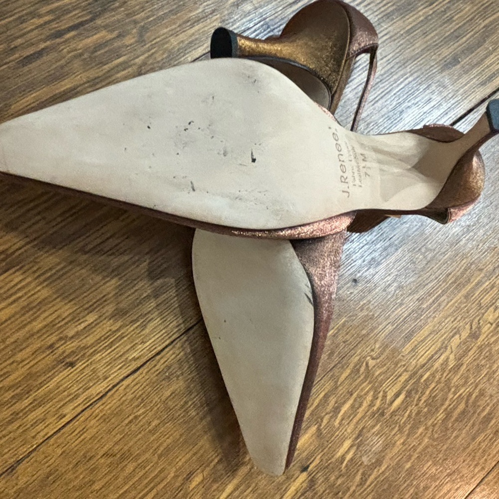 VTG J. Renee' Couture Iredescent Bronze D'orsay Rhinestone Leather Heels✨️7.5N - Picture 7 of 9